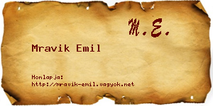 Mravik Emil névjegykártya
